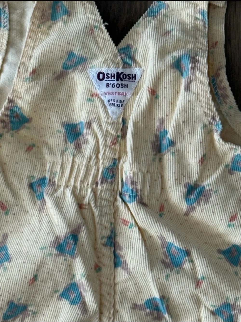 Vintage OshKosh B'gosh Cream Overalls with Blue Animal Print